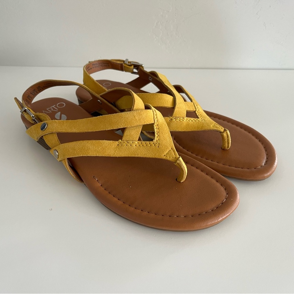 Franco Sarto Yellow Leather Gretchen Strappy Sandals